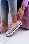 Dámske tenisky s nízkym čipkou ružovej Veroli