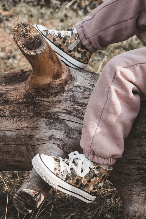 Detské vysoké tenisky pre béžový zelený filemon