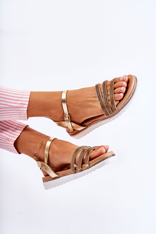 Dámske sandále so zlatými Sorrritmi so zirkónmi