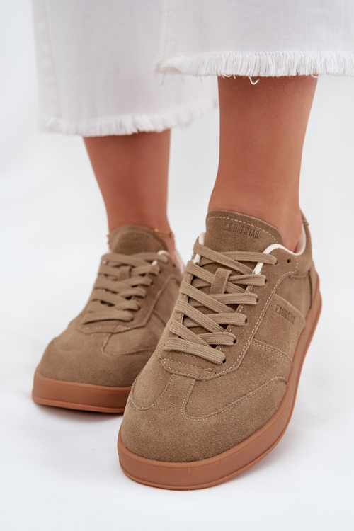 Dámske semišové sneakersy Big Star SS274675 HI-POLY SYSTEM Béžové