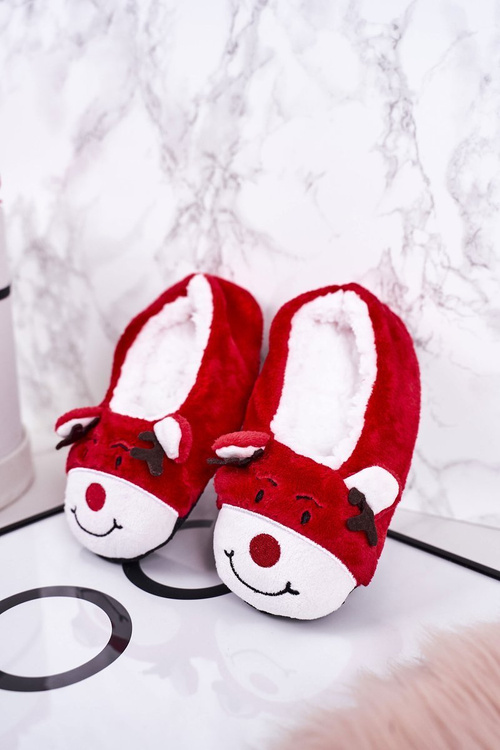 Dětské Vánoční Pantofle Se Sobem1 Červené Xmas
