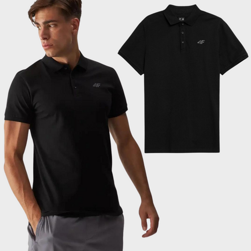 Pánska Polo Tričko Regular S Logom 4F Čierne 4FWMM00TPTSM316-20S
