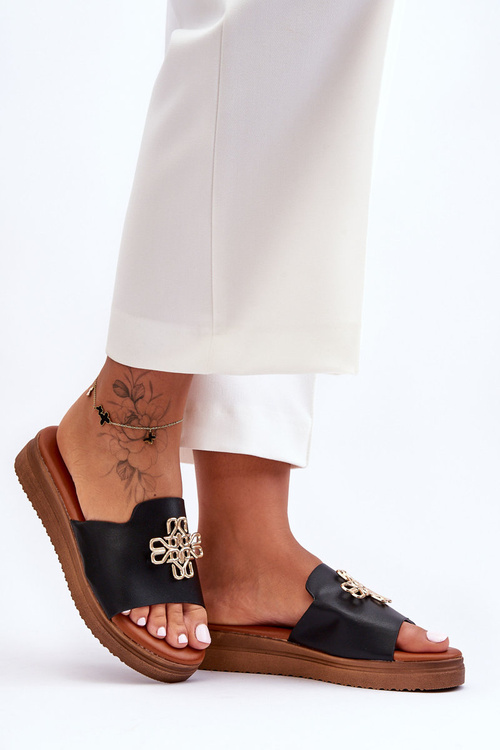 Dámska kožená platforma Plippers s ozdobou