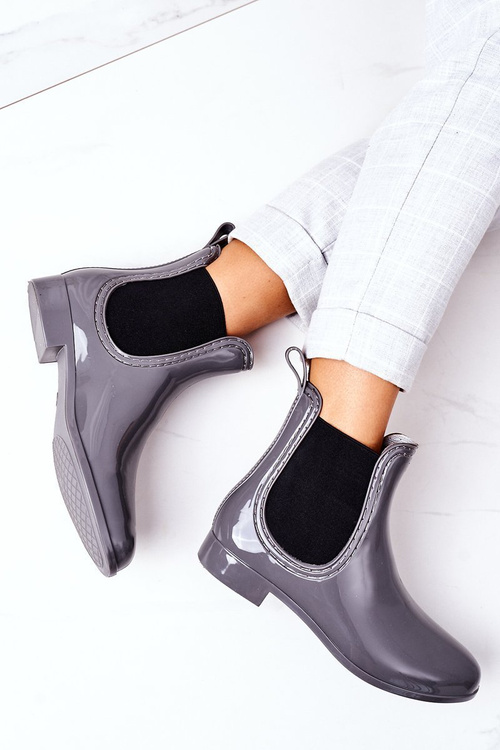 Lesklé galoshes šedo šedá dáždnik