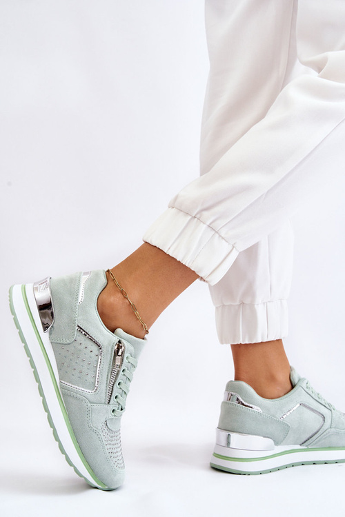 Dámská sportovní obuv s ozdobným zipem Zelená Adrea