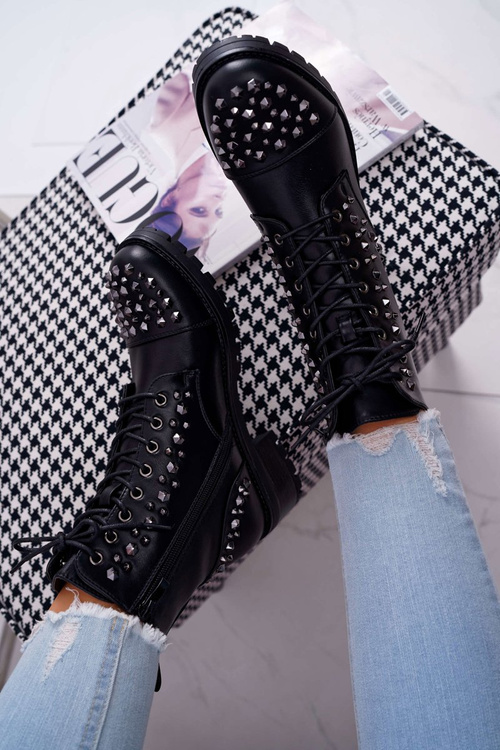 Dámské Kotníkové Boty Rockový Styl černé Gether