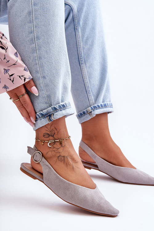 Ženské sivé dámske semišové baleríny