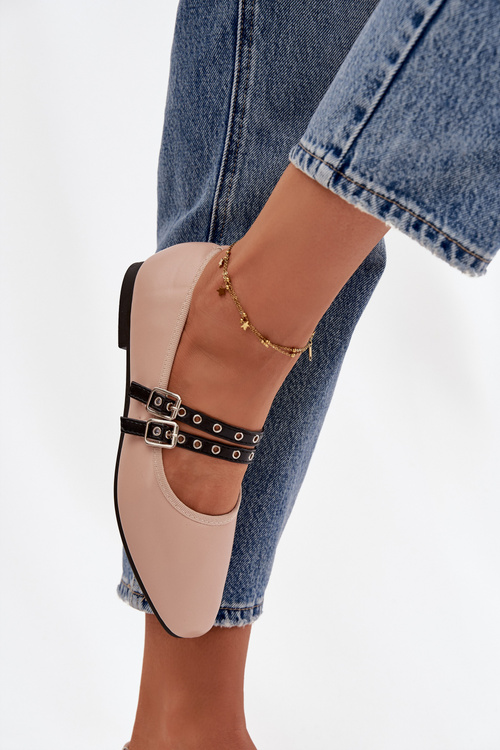 Dámské baleríny s pásky béžové Deliora