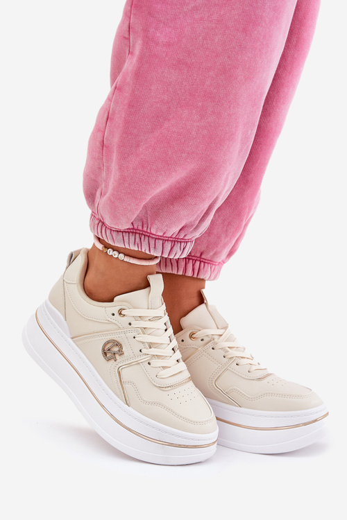 Dámské Sportovní Boty Na Platformě Béžové Caldeno