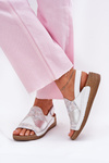 Dámské Kožené Sandály Na Klínu S Pletením Maciejka L7067-11 Bílé