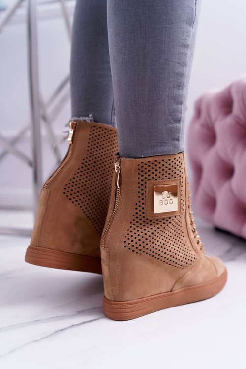 Dámská Obuv Sneakers Lu Boo Semišové Perforované Camel Clamma