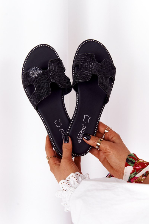 Black Modena Leather Flip Flops