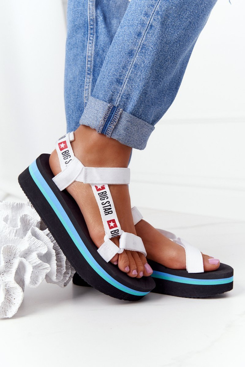 Penové sandále na čiernej a bielej plošine Big Star HH274A087