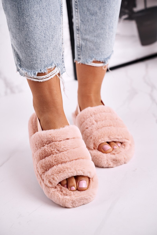 Dámské Kožešinové Oranžové Papuče Snowflake