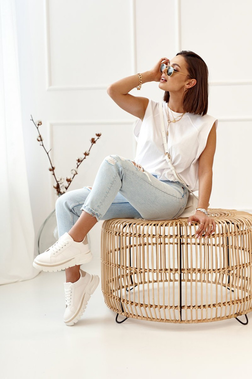 Dámská Sneakersy Na Platformě Bílé Béžové Riri