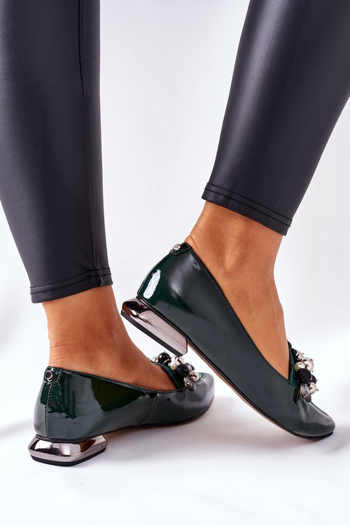 Dámské Baleríny Laura Messi Kožené Zelene 2157