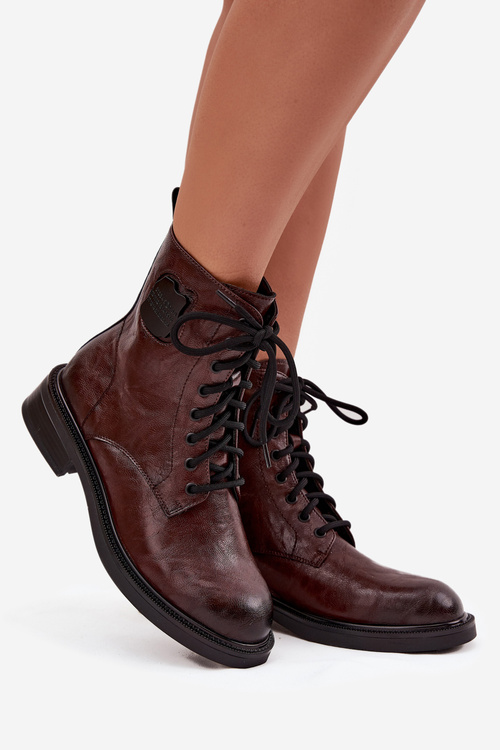 Kožené dámské workery s ozdobným detailem Maciejka K7180-01 hnědé