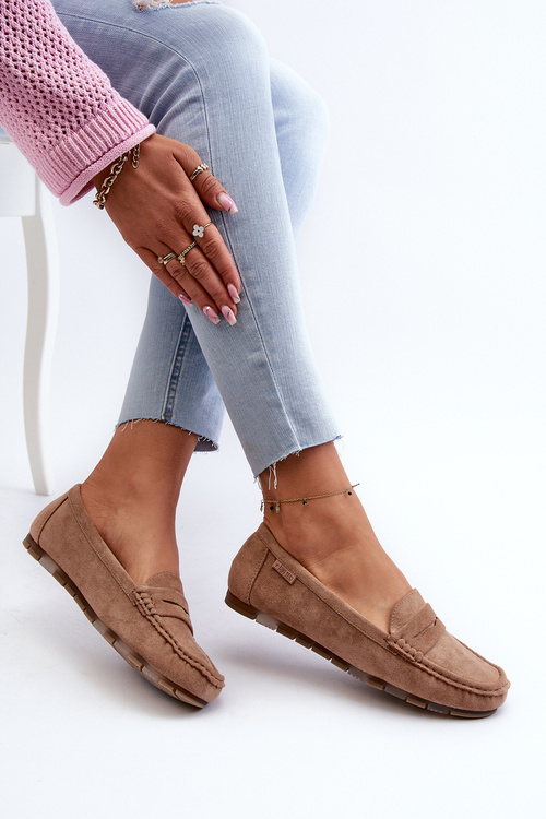 Dámske eko-zamšové mokasíny Big Star NN274930 Memory Foam System Beige