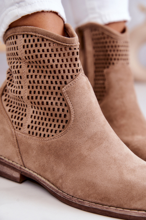 Ženské semišové topánky skryté klinové béžové béžové solene