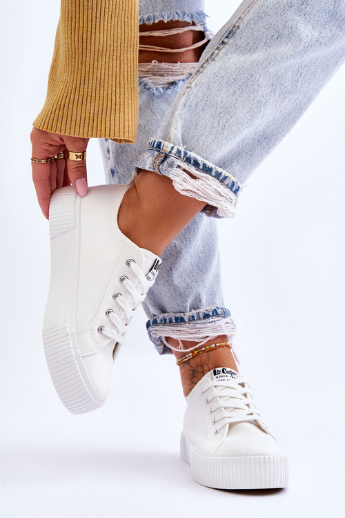 Pohodlné tenisky na bielej platforme Lee Cooper LCW-23-31-1806L