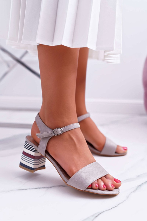 Dámské Sandály Na Barevné Podpatku Šedé Niente