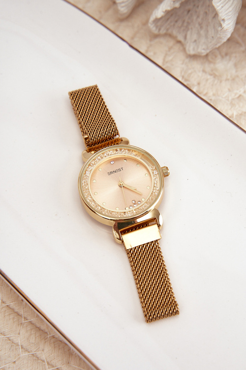 Dámské hodinky se stříbrným ciferníkem ERNEST Zlaté