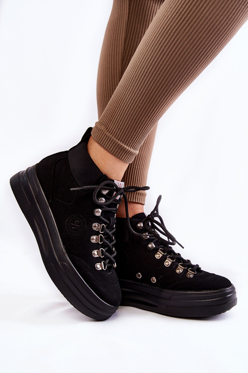 Topánky krížové džínsy KK2R4074C Čierne topánky