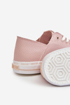Dámska kožená koža veľká hviezda LL274015 Pink Sneakers