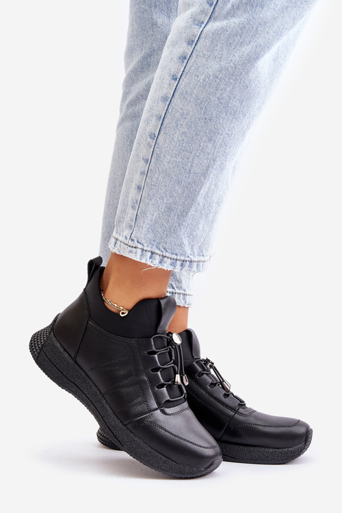 Zateplené Sportovní Kožené Boty Na Zip Černé Artiker 55C0041