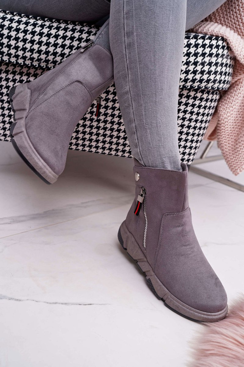 Dámské Sportovní Kotníkové Boty zateplené Šedé SJ1938 Nefera