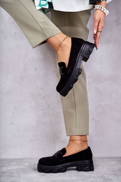 Dámske semišové topánky na platforme Czarne Janne