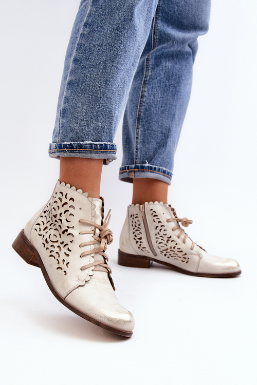 Dámské boty s šněrováním Zazoo 2871 zlaté potřené