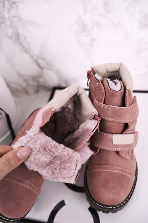 Dětské Boty Izolované Kožešinou Růžové Emma