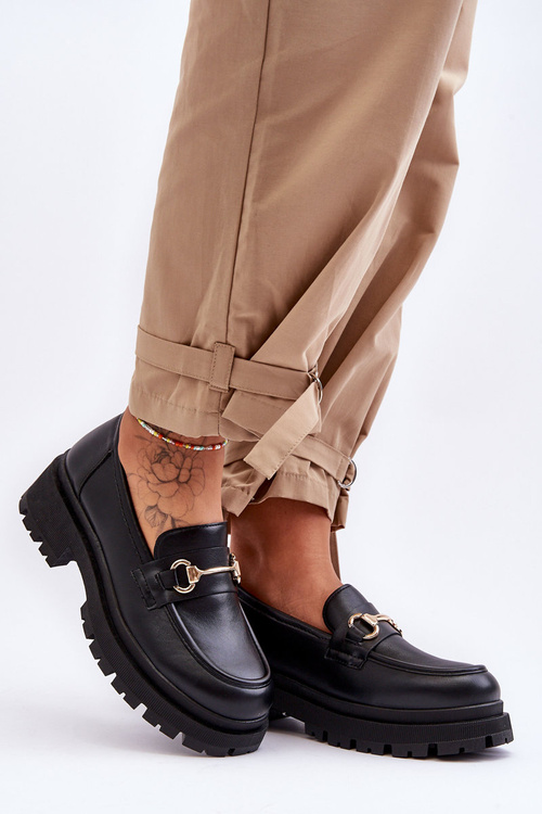 Dámské klasické mokasíny na platformě Černé Miracle