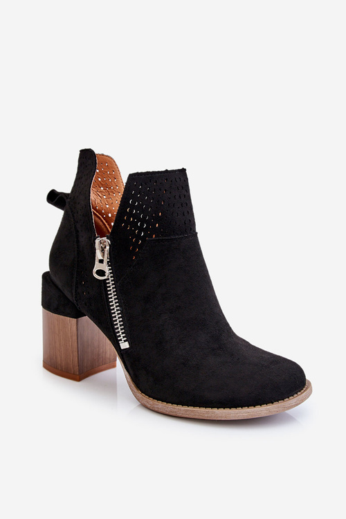 Semišové Boty Na Robustních Podpatcích Černá Camden