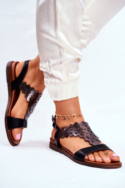 Dámske ploché sandále Sergio Leone Black SK035