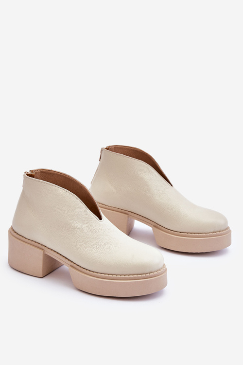 Kožené topánky na masívnej päte Nicole 2795/054 Svetelná béža
