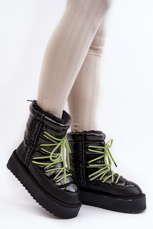 Dámské sněhové boty s tlustou podrážkou veganské DFranklin DFSH371007 černé