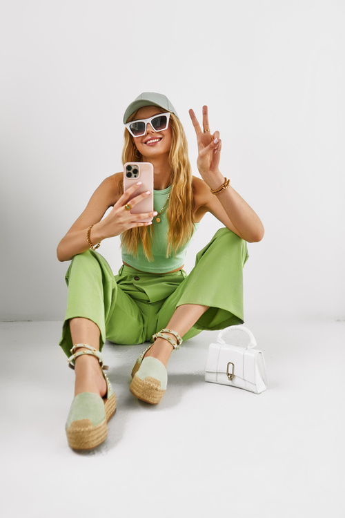 Espadrilky Sandály s tryskami Zelené Lillian