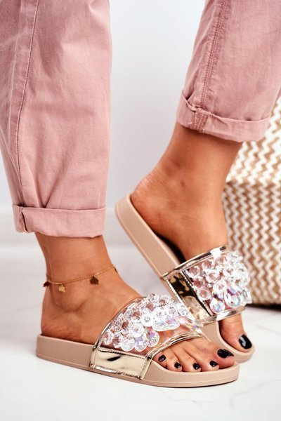 Dámské Pantofle Lu Boo Krystaly Béžový Bobbi