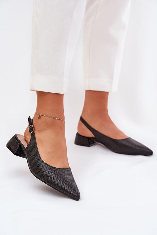 Pletené Dámské Sandály Na Jemném Podpatku Černé Jorela