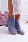 Dámské Sandály Na Podpatku Peep Toe Modré Florina
