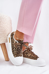 Dámske Tenisky Na Masívnej Platforme S Ozdobným Šnurovaním Leopard Hnedé Zidora