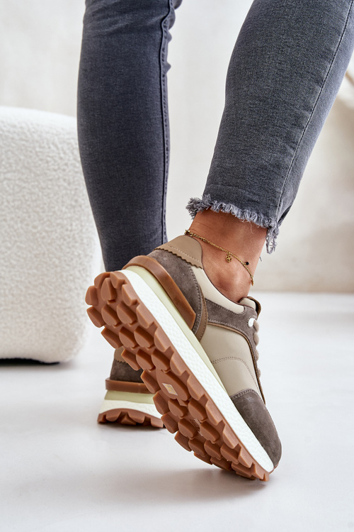 Dámske Sneakersy Na Platforme Z Prírodnej Kože Béžové Vinceza 41465