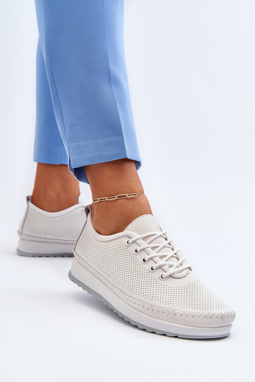 Kožené Športové Dámske Tenisky Beige Lalnai