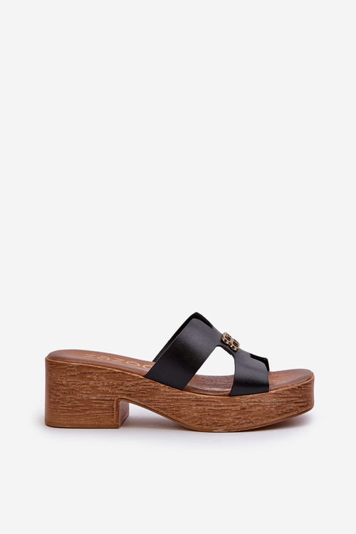 Zazoo 40412 Kožené Elegantné Dámske Papuče S Zlatým Ozdobením Čierne