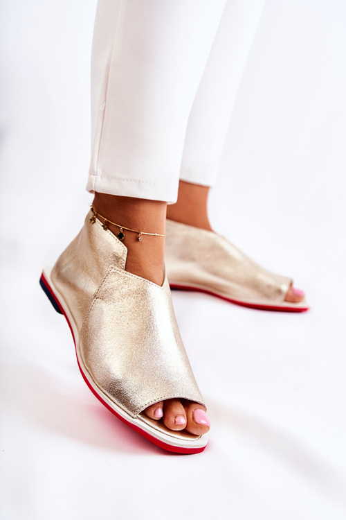 Kožené Sandály Na Posuvníku Zlaté Clorie