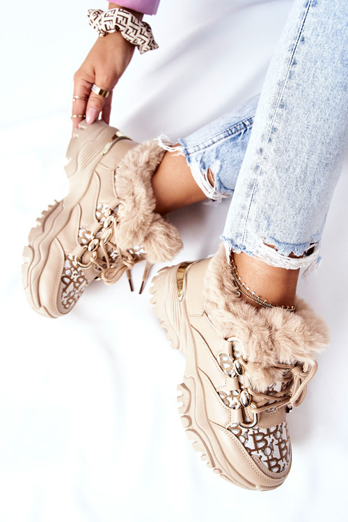 Dámské Zateplené Sportovni Obuv Khaki Heart Beats