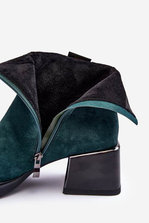 Kožené Boty Na Masivním Bloku SBarski MR870-70 Zelené