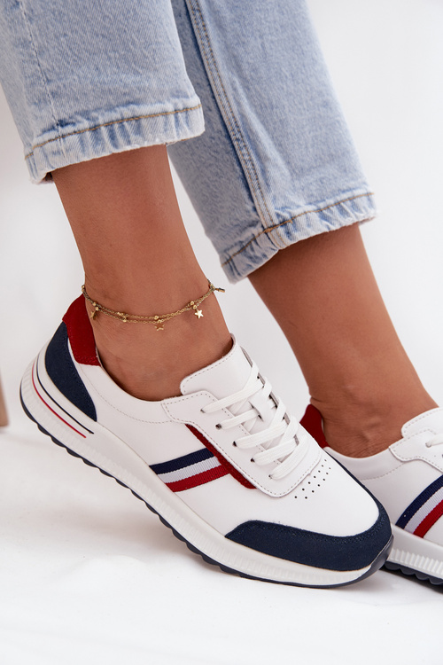 Dámské kožené sportovní boty bílo-tmavě modré Lorvessa